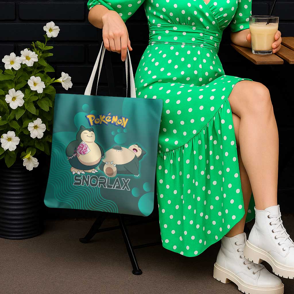 Snorlax Poké Tote Bag Chill Mint Cartoon Bubble Style