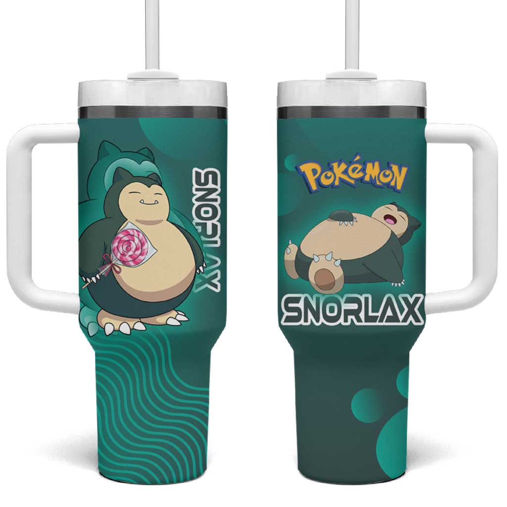 Snorlax Poké Tumbler With Handle Chill Mint Cartoon Bubble Style