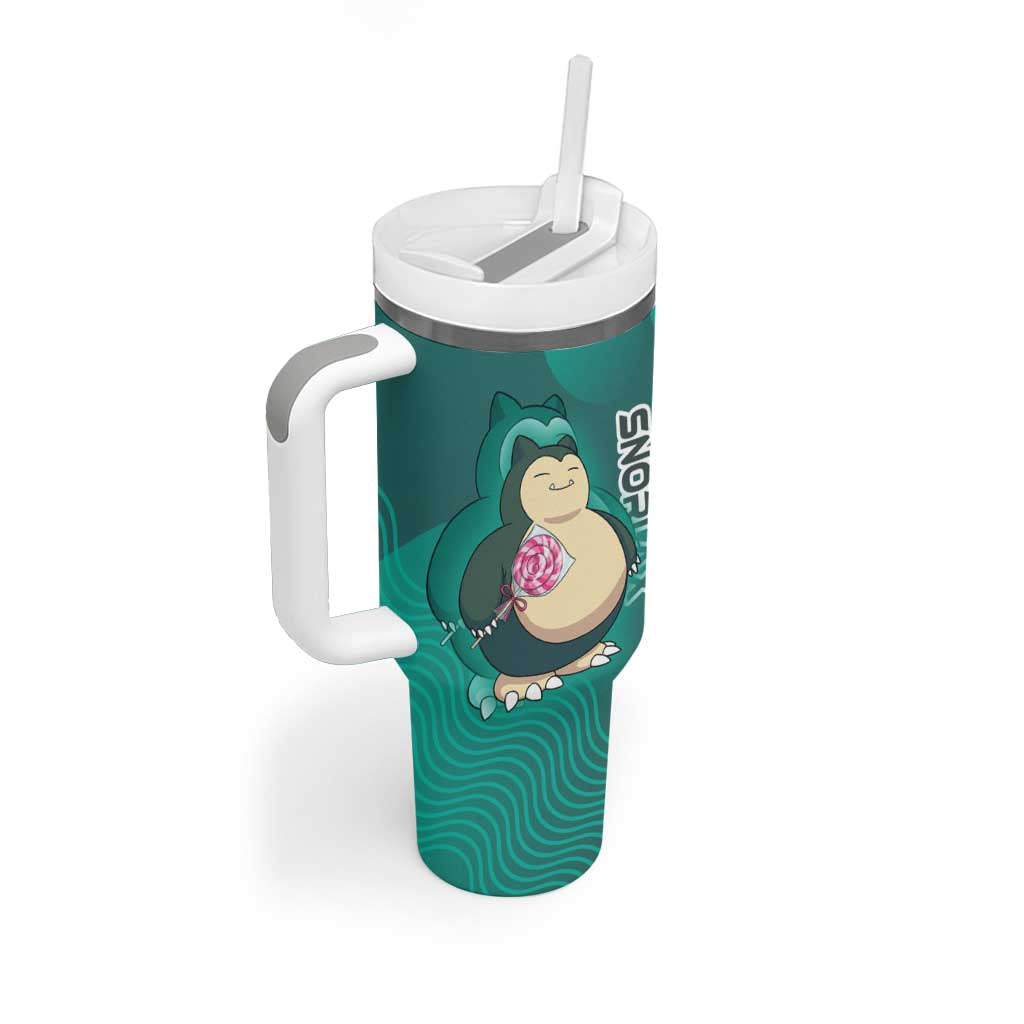 Snorlax Poké Tumbler With Handle Chill Mint Cartoon Bubble Style