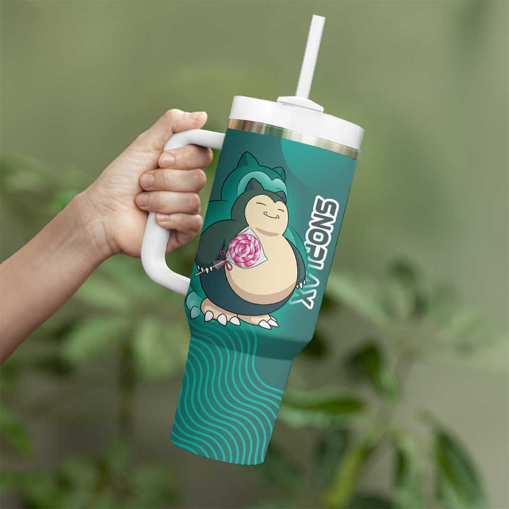 Snorlax Poké Tumbler With Handle Chill Mint Cartoon Bubble Style