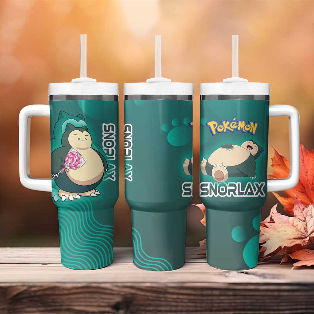 Snorlax Poké Tumbler With Handle Chill Mint Cartoon Bubble Style