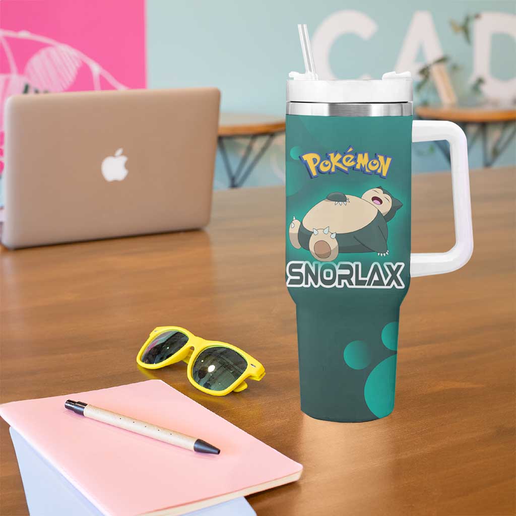 Snorlax Poké Tumbler With Handle Chill Mint Cartoon Bubble Style