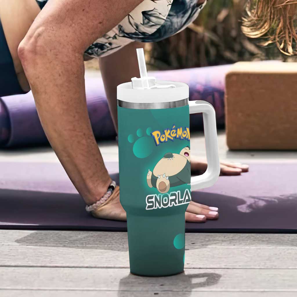 Snorlax Poké Tumbler With Handle Chill Mint Cartoon Bubble Style