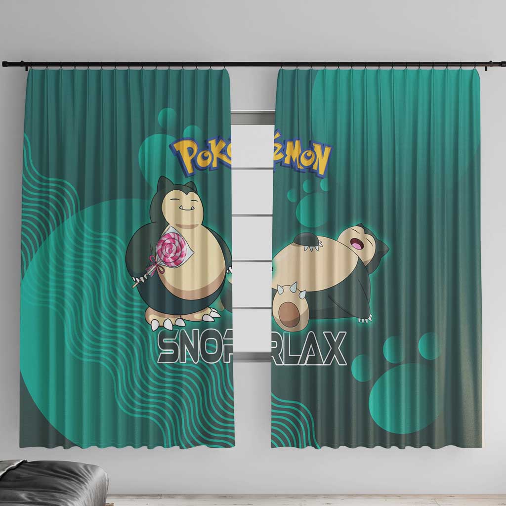 Snorlax Poké Window Curtain Chill Mint Cartoon Bubble Style
