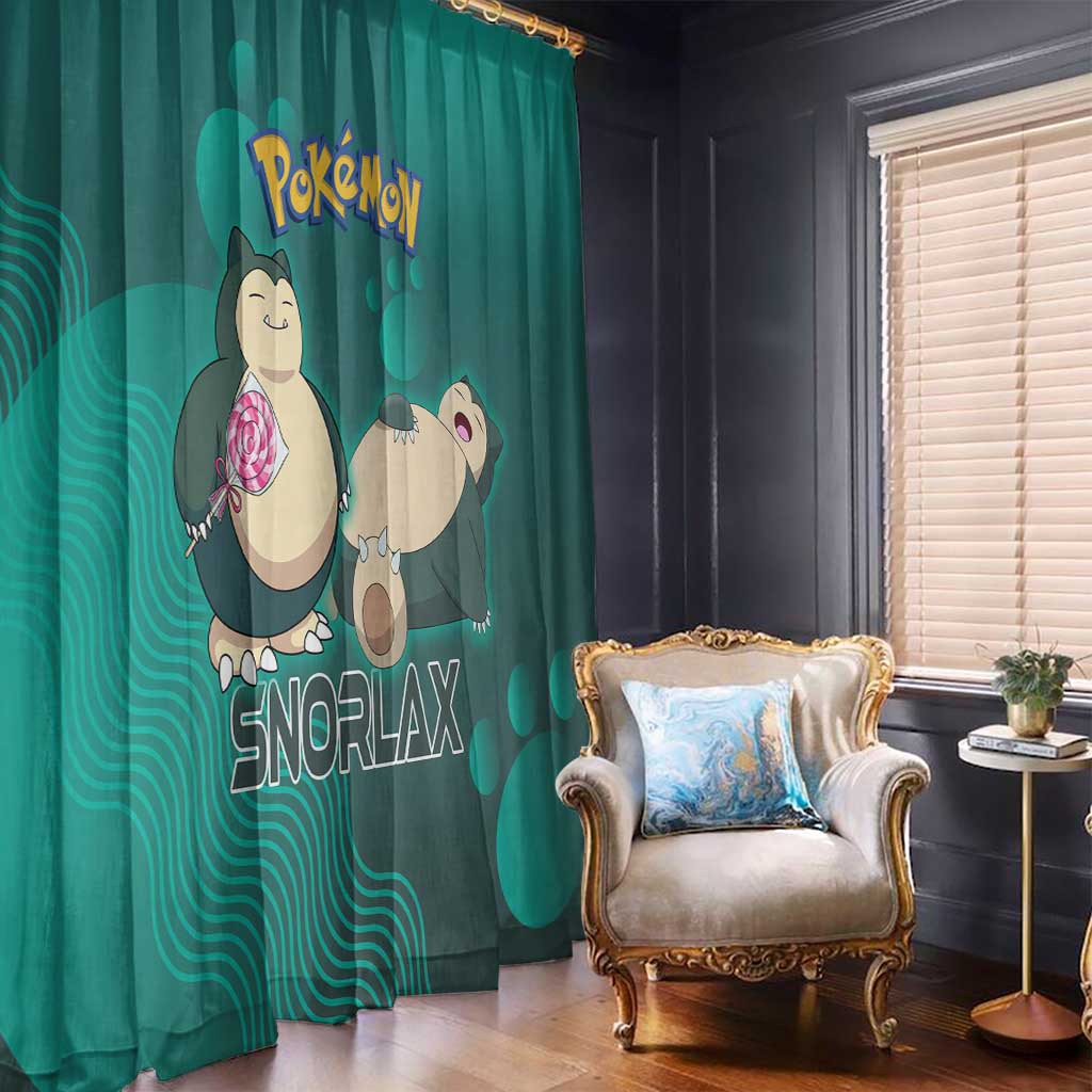 Snorlax Poké Window Curtain Chill Mint Cartoon Bubble Style