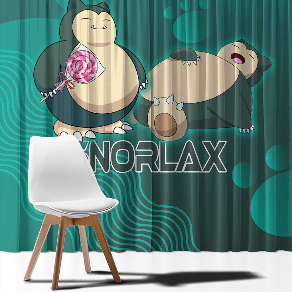 Snorlax Poké Window Curtain Chill Mint Cartoon Bubble Style