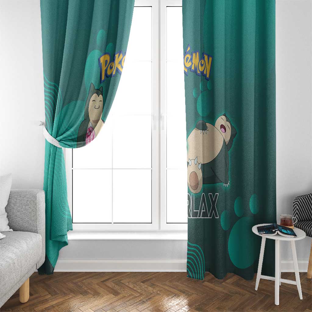 Snorlax Poké Window Curtain Chill Mint Cartoon Bubble Style