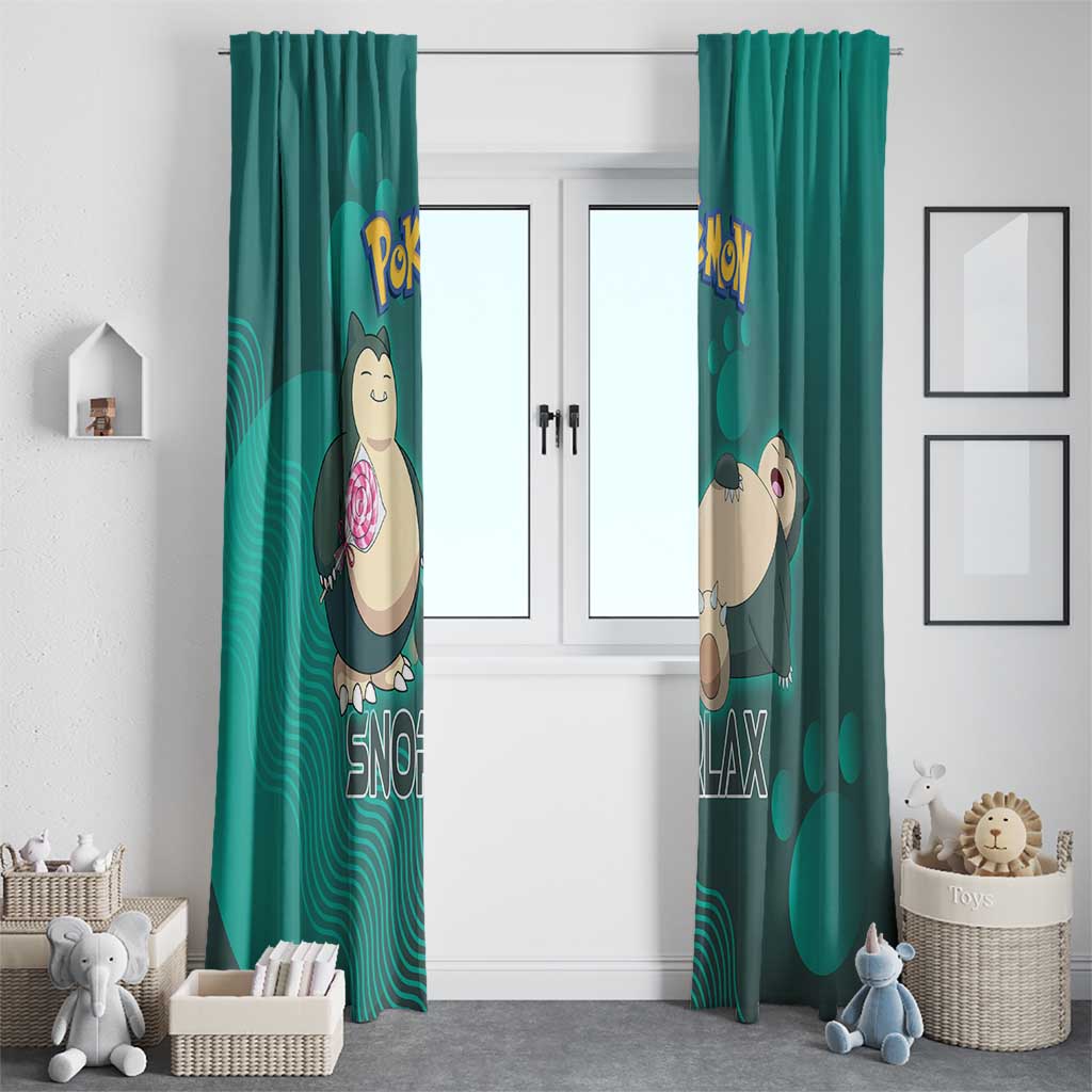 Snorlax Poké Window Curtain Chill Mint Cartoon Bubble Style