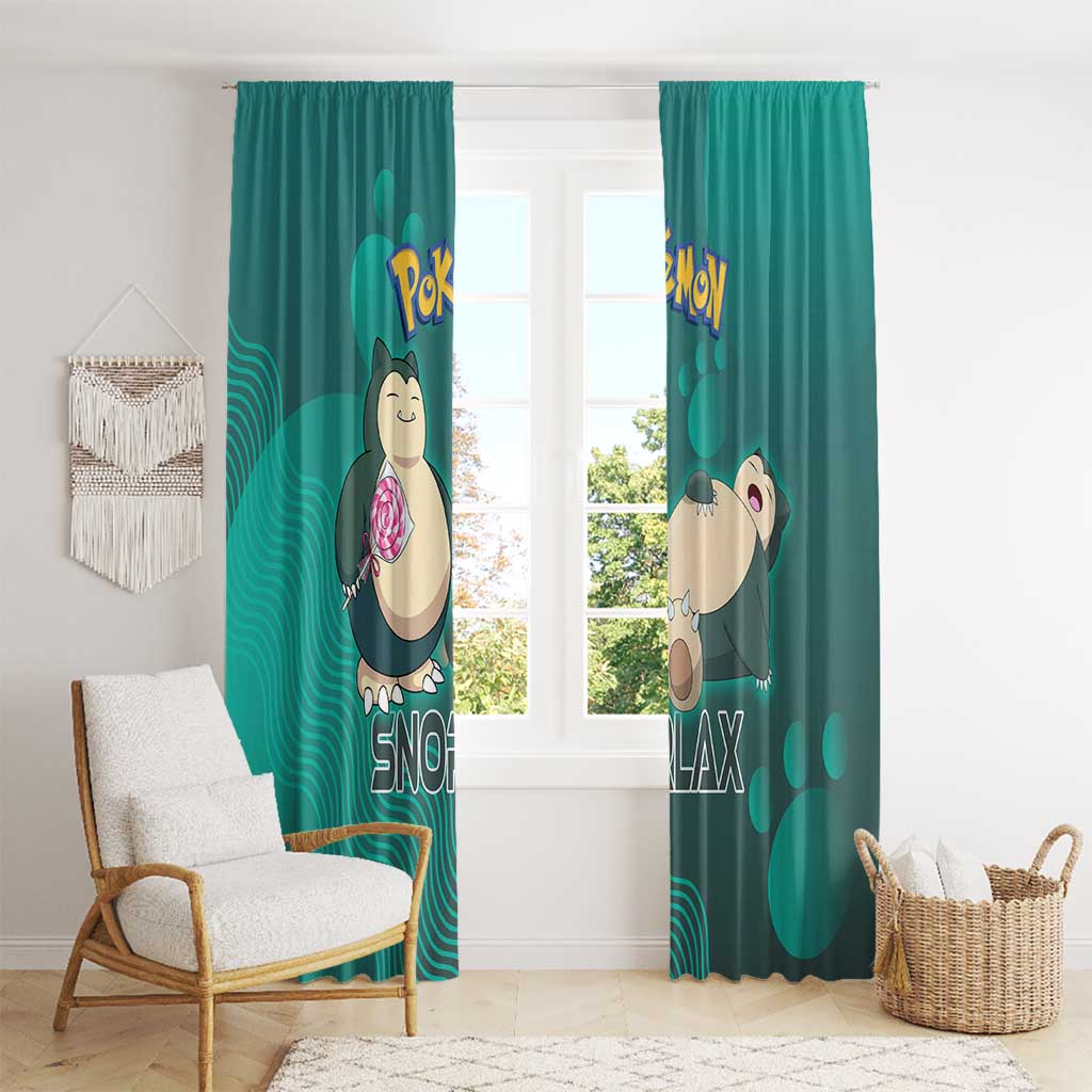 Snorlax Poké Window Curtain Chill Mint Cartoon Bubble Style