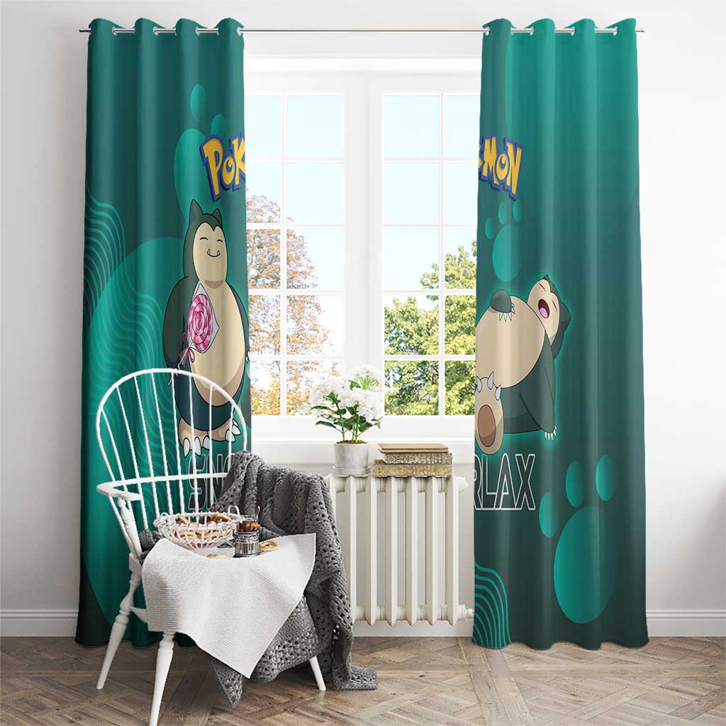 Snorlax Poké Window Curtain Chill Mint Cartoon Bubble Style