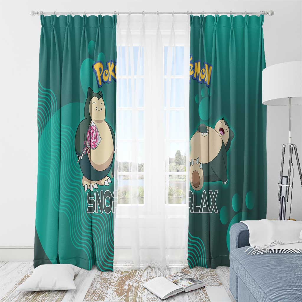Snorlax Poké Window Curtain Chill Mint Cartoon Bubble Style