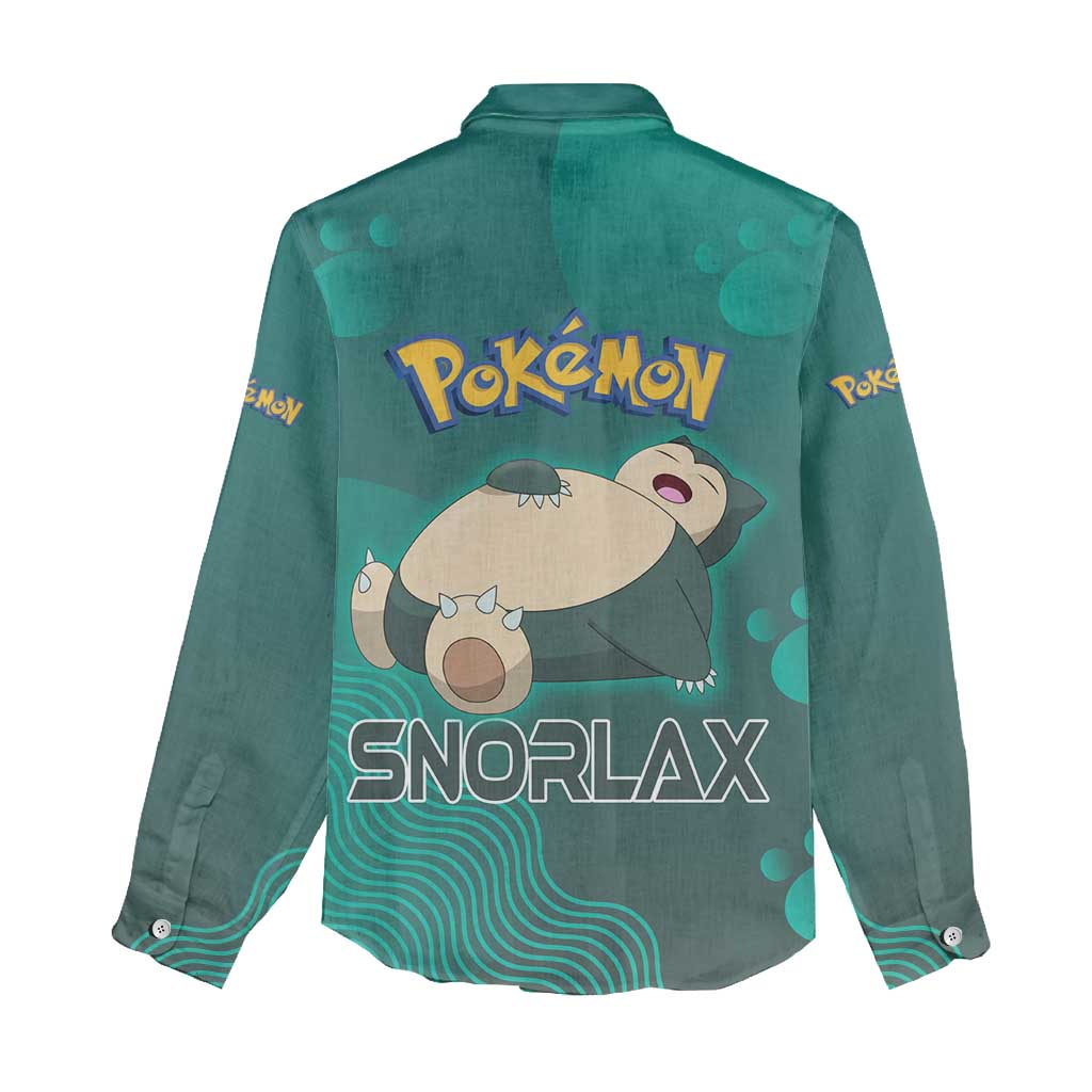 Snorlax Poké Women Casual Shirt Chill Mint Cartoon Bubble Style