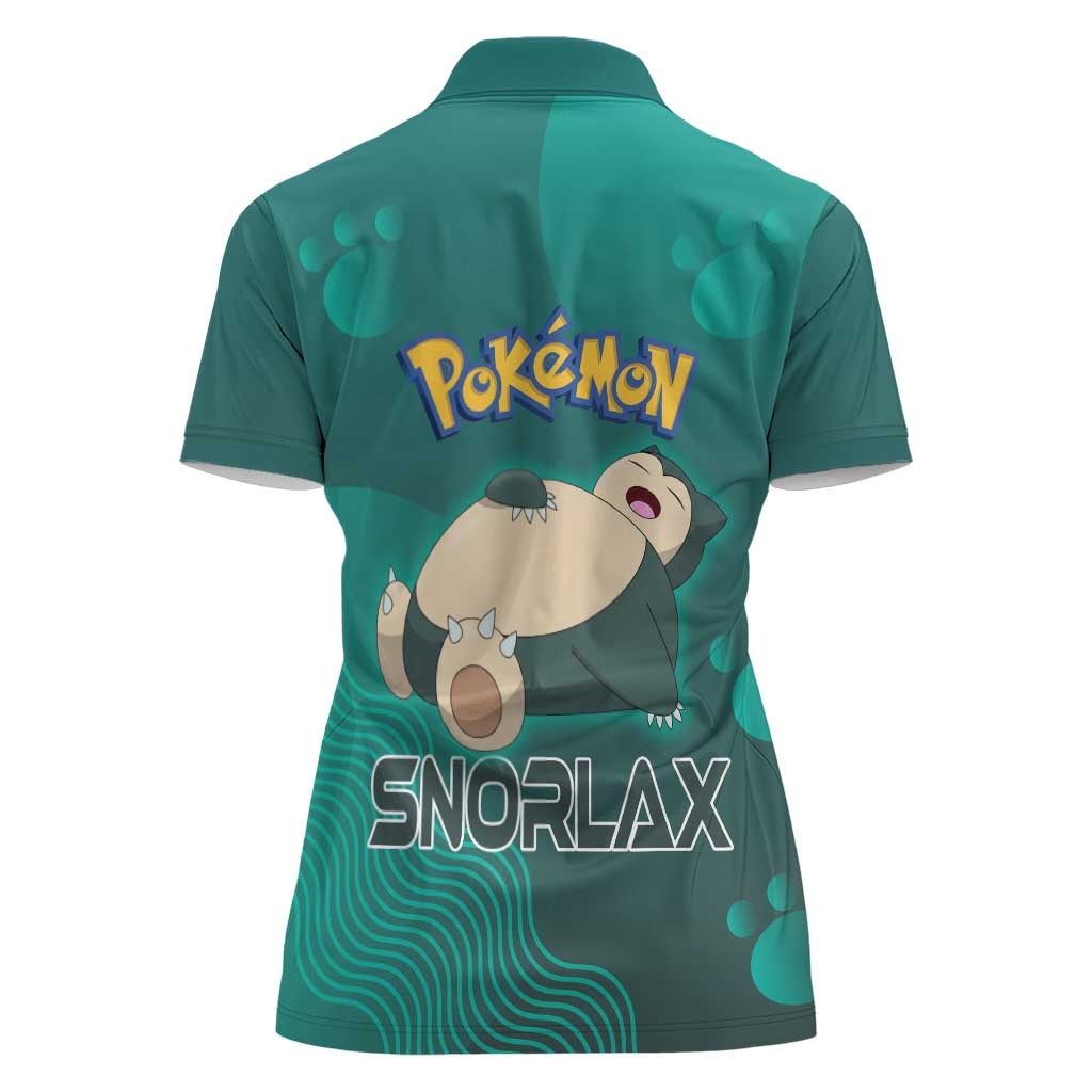 Snorlax Poké Women Polo Shirt Chill Mint Cartoon Bubble Style