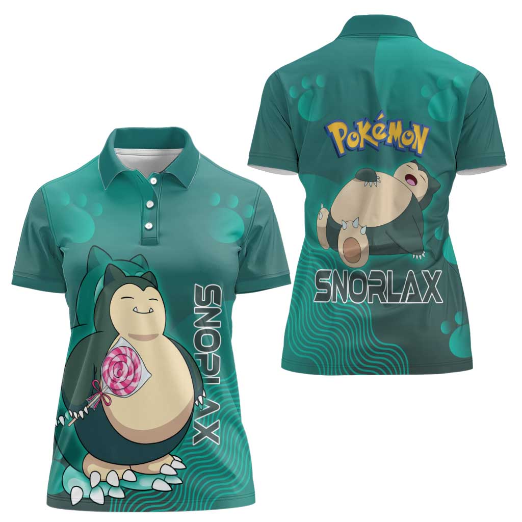 Snorlax Poké Women Polo Shirt Chill Mint Cartoon Bubble Style
