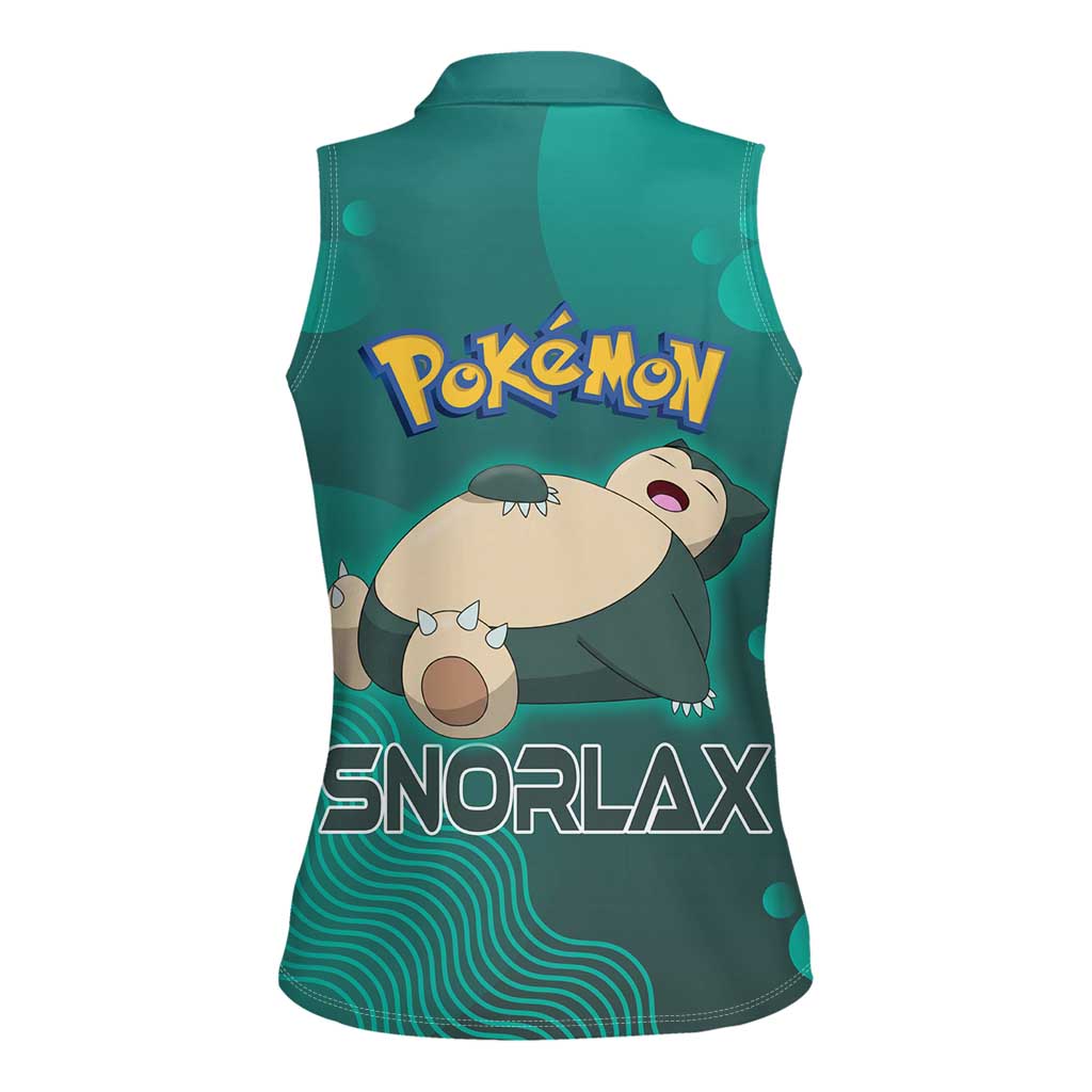 Snorlax Poké Women Sleeveless Polo Shirt Chill Mint Cartoon Bubble Style