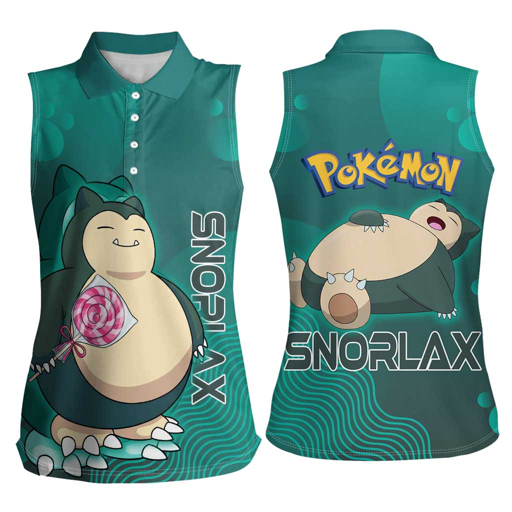 Snorlax Poké Women Sleeveless Polo Shirt Chill Mint Cartoon Bubble Style