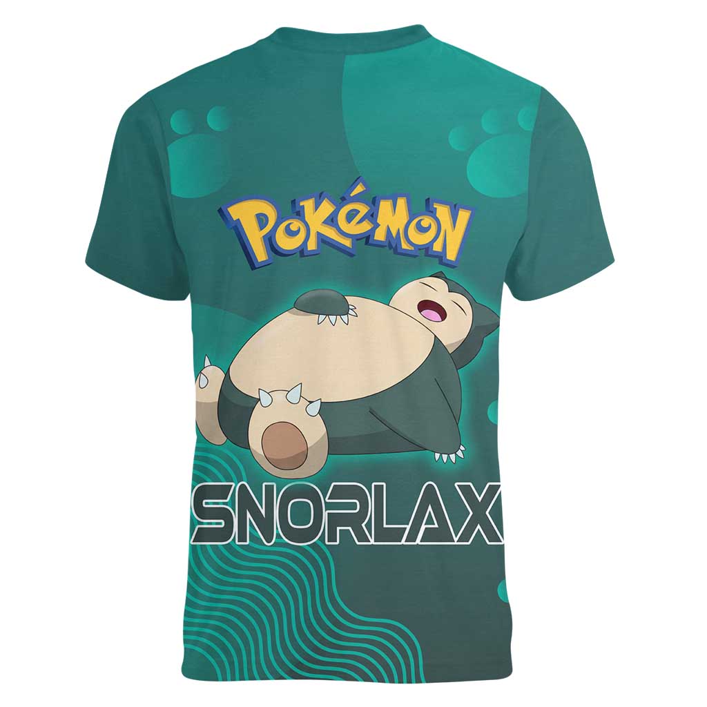 Snorlax Poké Women V-Neck T-Shirt Chill Mint Cartoon Bubble Style