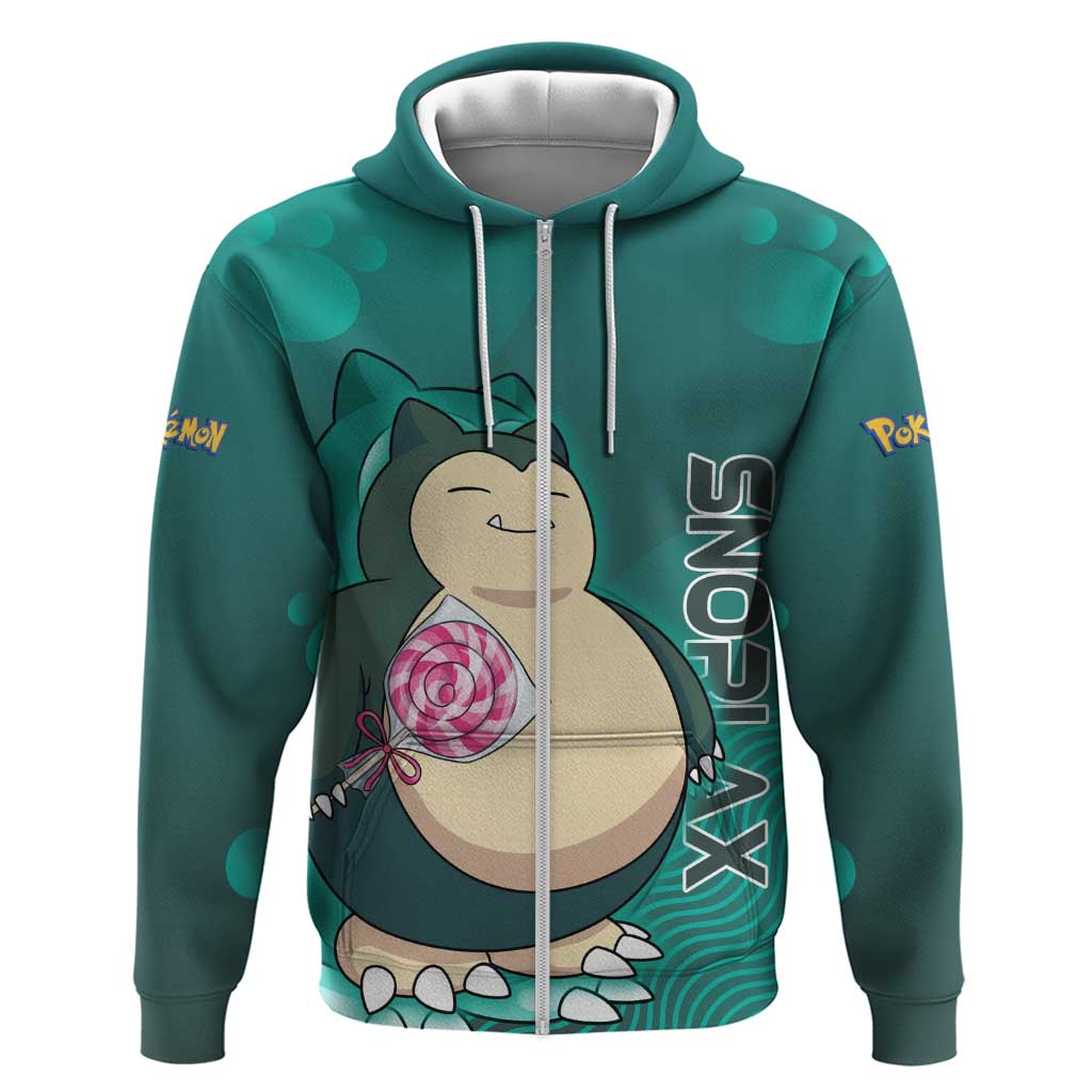 Snorlax Poké Zip Hoodie Chill Mint Cartoon Bubble Style