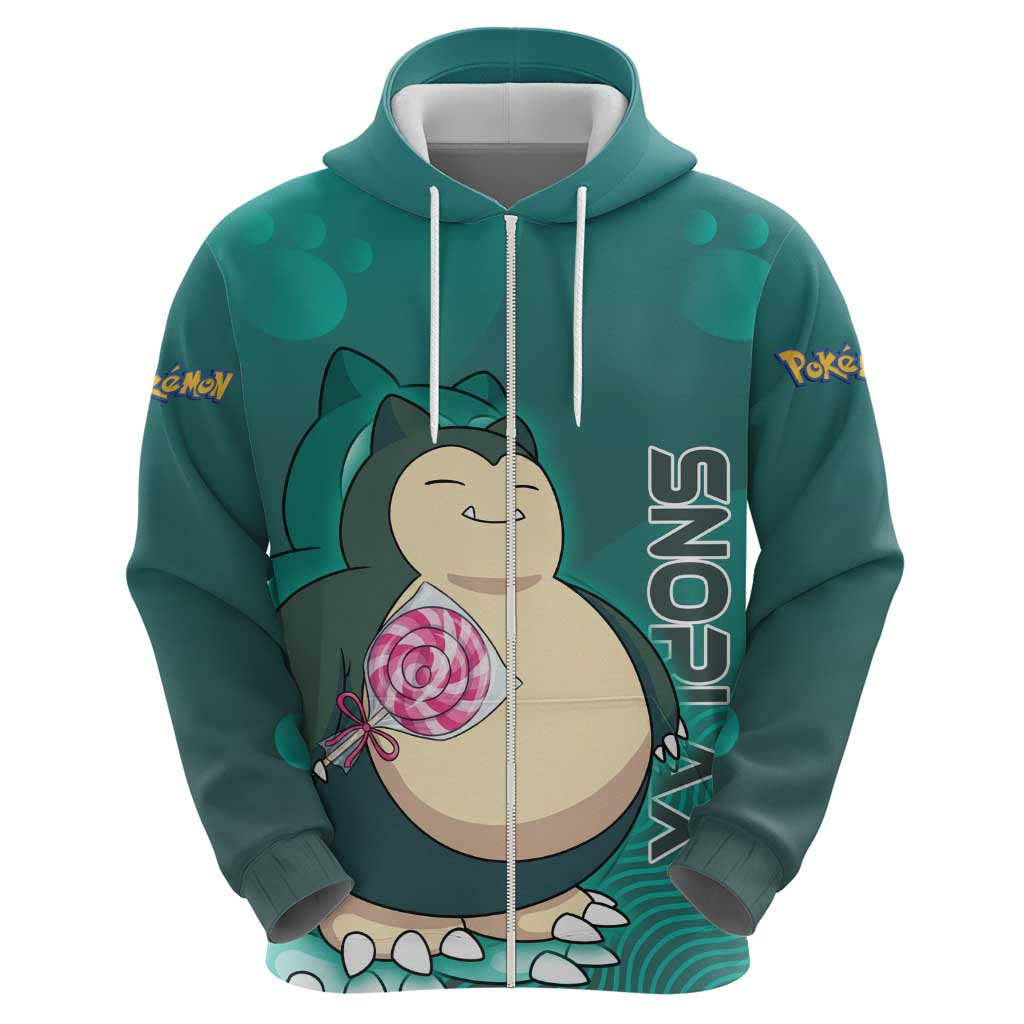 Snorlax Poké Zip Hoodie Chill Mint Cartoon Bubble Style