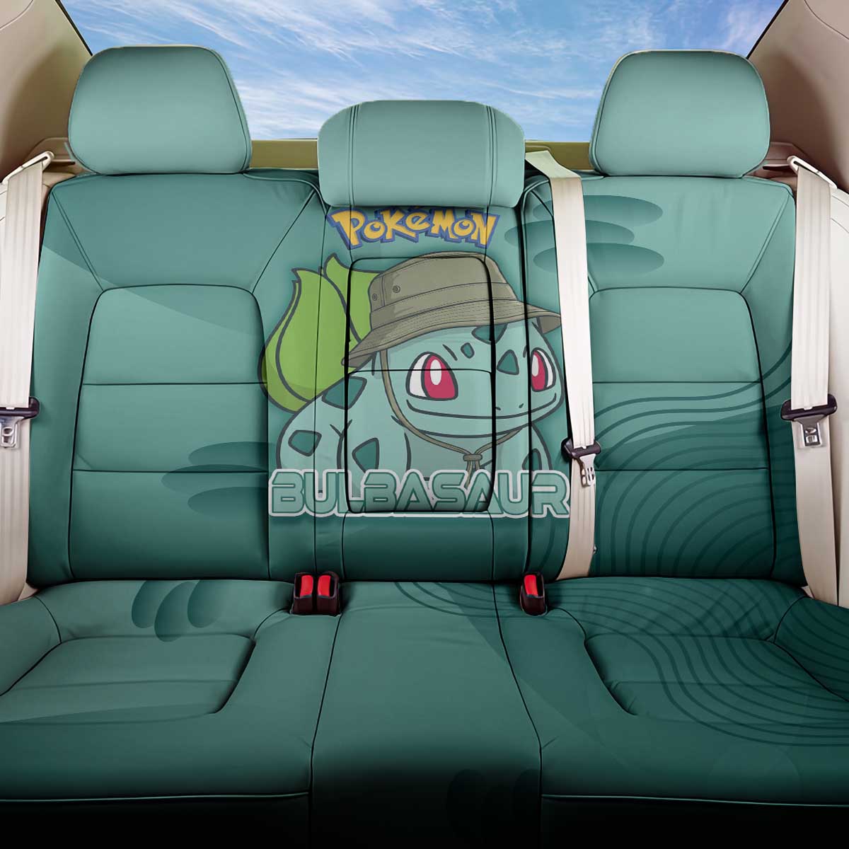 Bulbasaur Poké Back Car Seat Cover Explorer Jungle Chibi Style