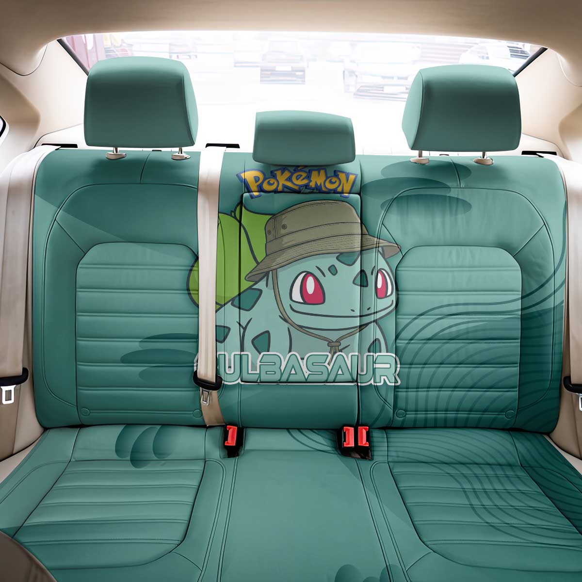 Bulbasaur Poké Back Car Seat Cover Explorer Jungle Chibi Style