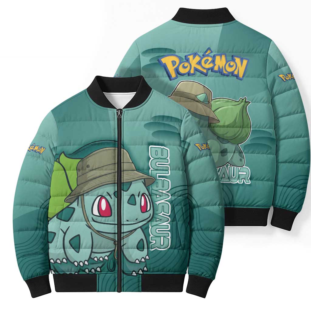 Bulbasaur Poké Bomber Puffer Jacket Explorer Jungle Chibi Style