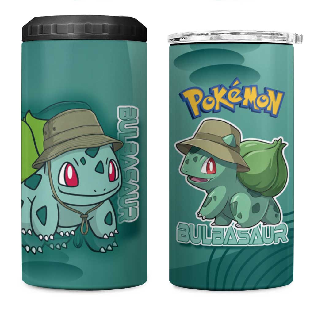 Bulbasaur Poké 4 in 1 Can Cooler Tumbler Explorer Jungle Chibi Style