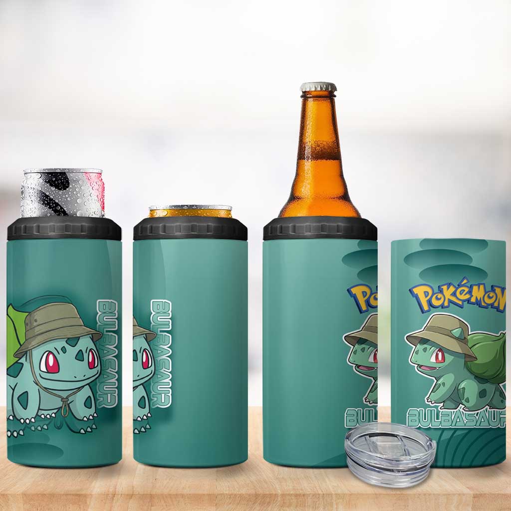 Bulbasaur Poké 4 in 1 Can Cooler Tumbler Explorer Jungle Chibi Style