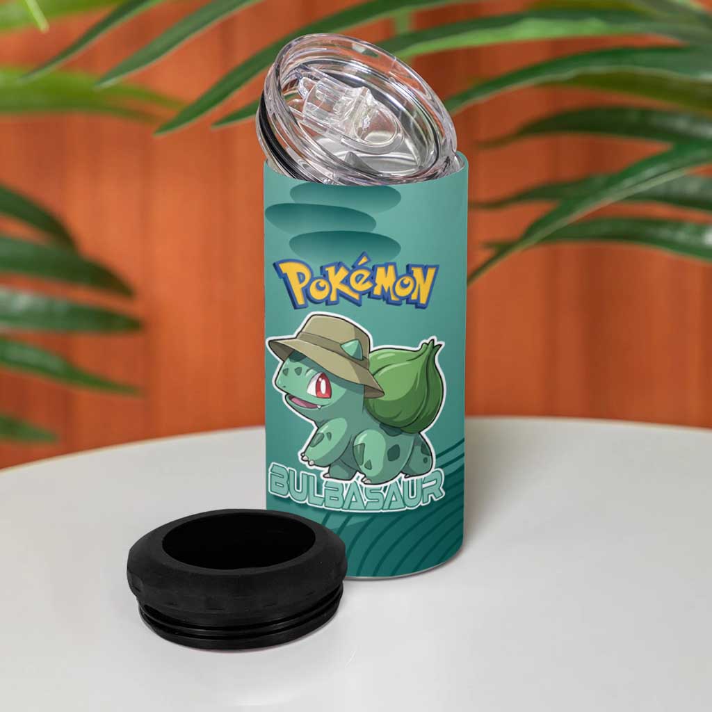 Bulbasaur Poké 4 in 1 Can Cooler Tumbler Explorer Jungle Chibi Style