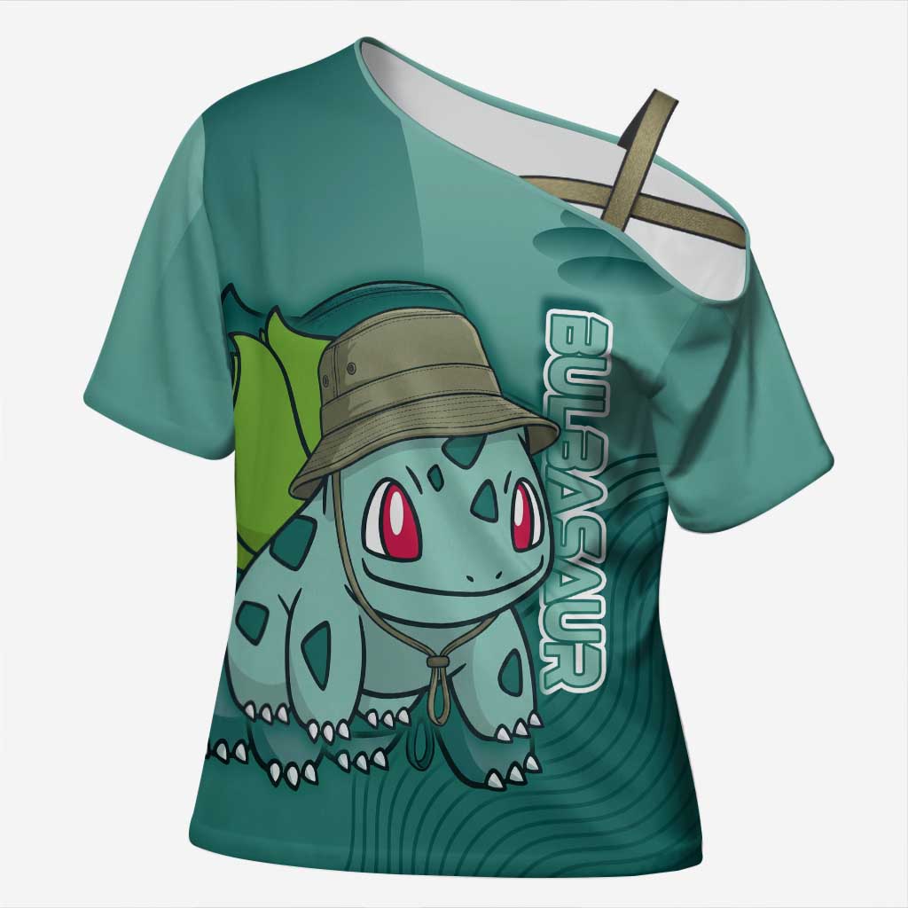 Bulbasaur Poké Cross Shoulder Shirt Explorer Jungle Chibi Style
