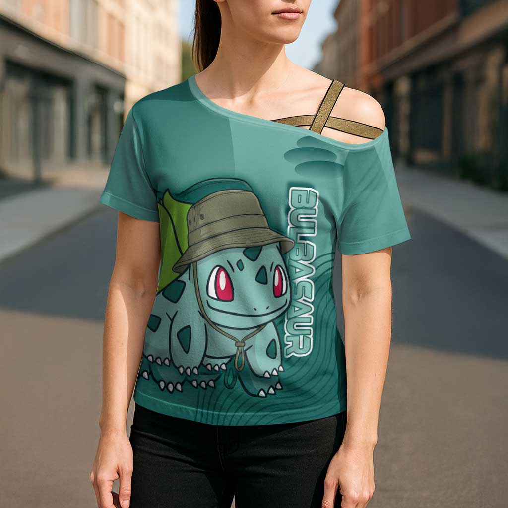 Bulbasaur Poké Cross Shoulder Shirt Explorer Jungle Chibi Style