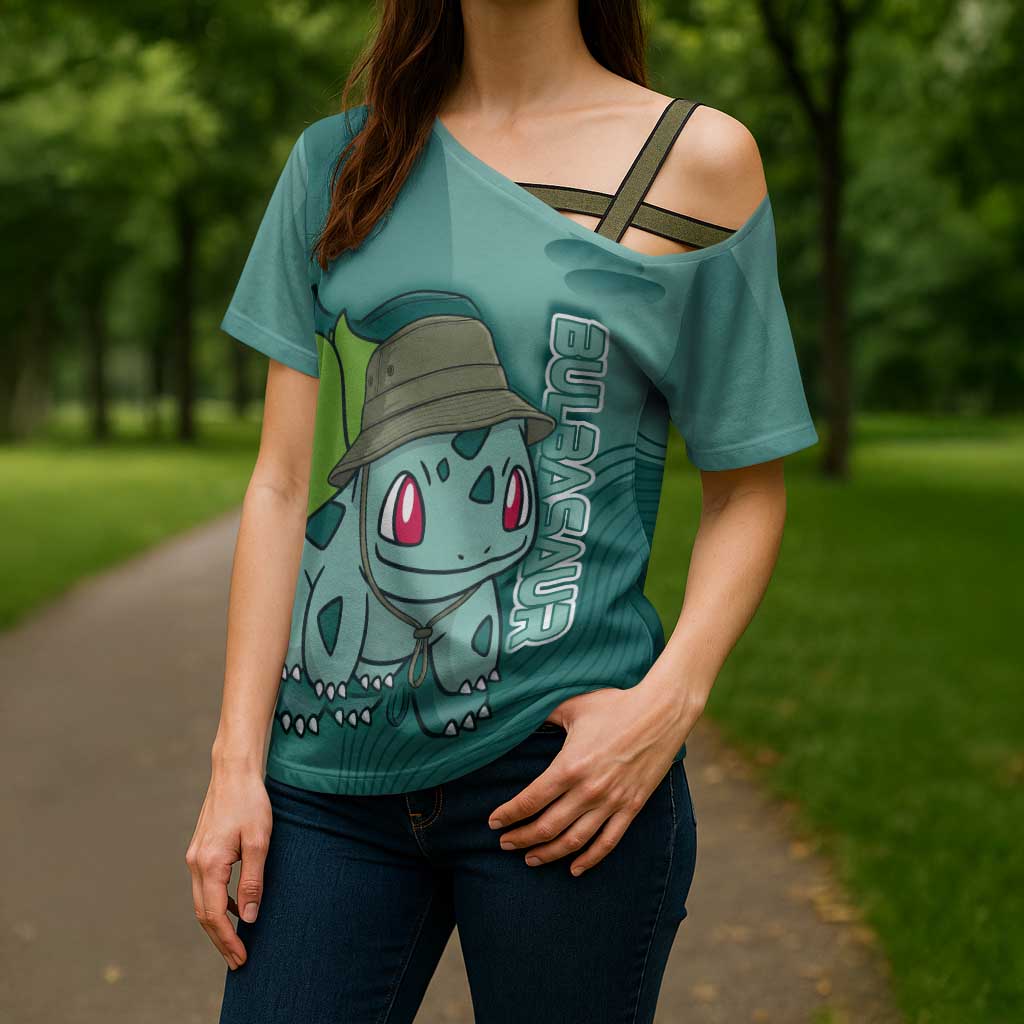 Bulbasaur Poké Cross Shoulder Shirt Explorer Jungle Chibi Style