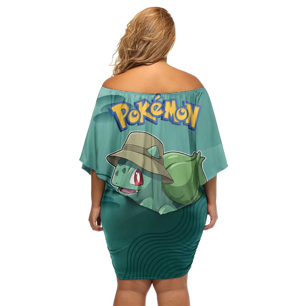 Bulbasaur Poké Family Matching Off Shoulder Short Dress and Hawaiian Shirt Explorer Jungle Chibi Style