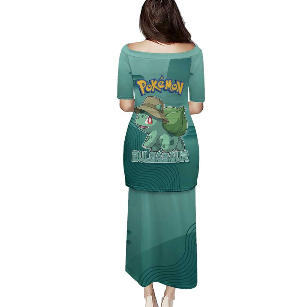 Bulbasaur Poké Family Matching Puletasi and Hawaiian Shirt Explorer Jungle Chibi Style