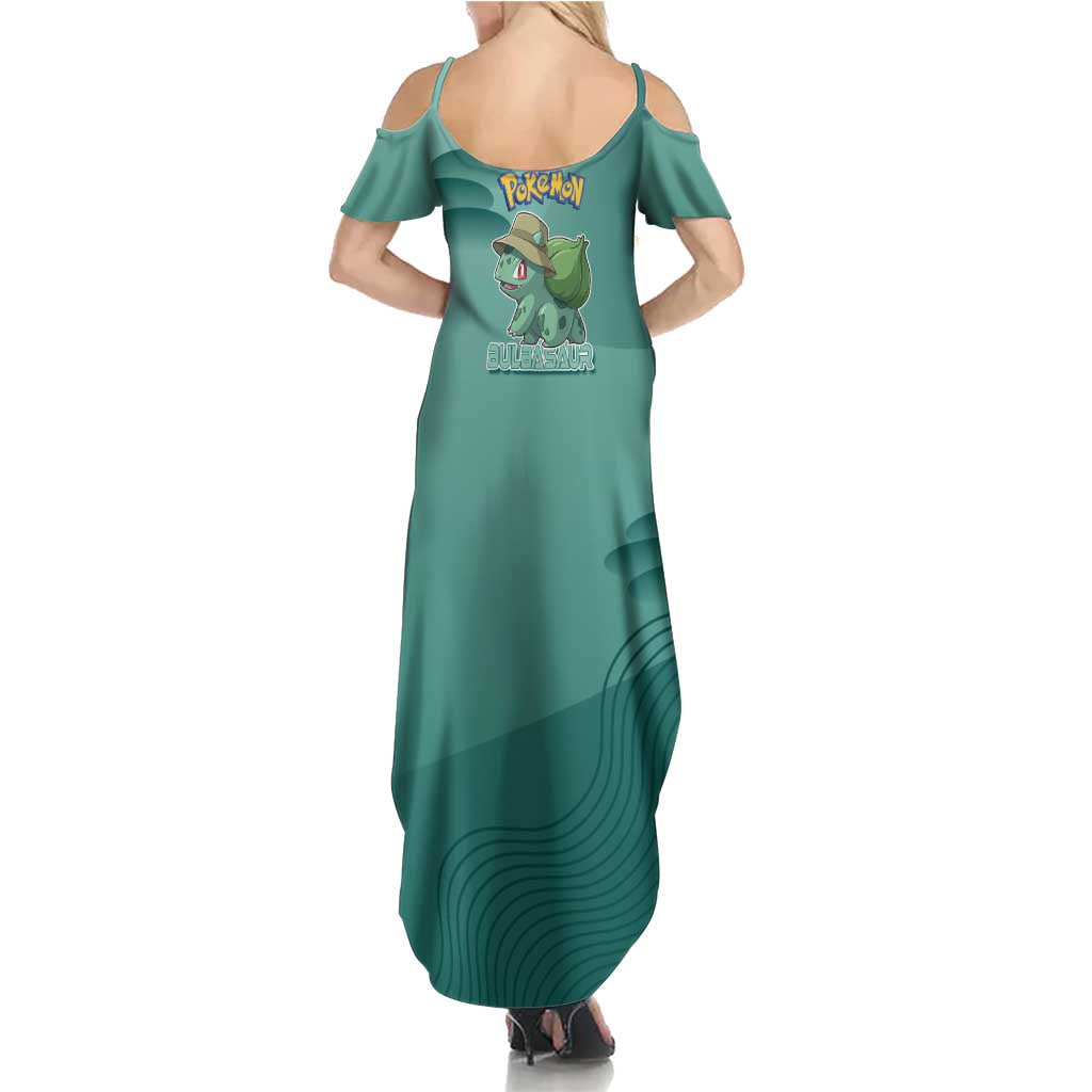 Bulbasaur Poké Family Matching Summer Maxi Dress and Hawaiian Shirt Explorer Jungle Chibi Style