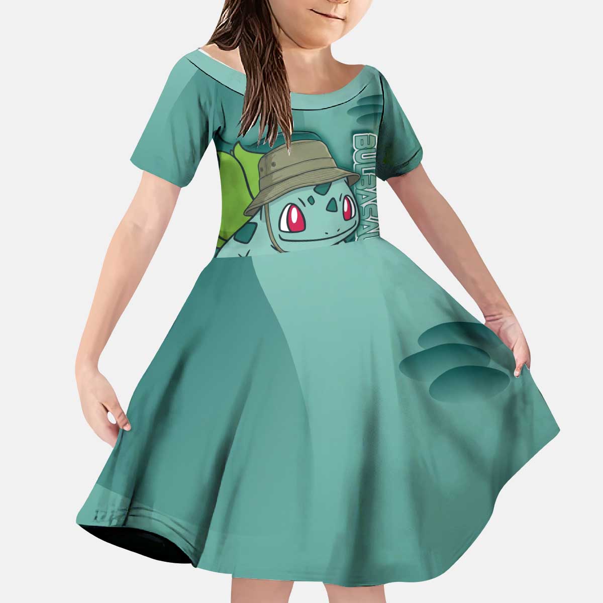 Bulbasaur Poké Kid Short Sleeve Dress Explorer Jungle Chibi Style
