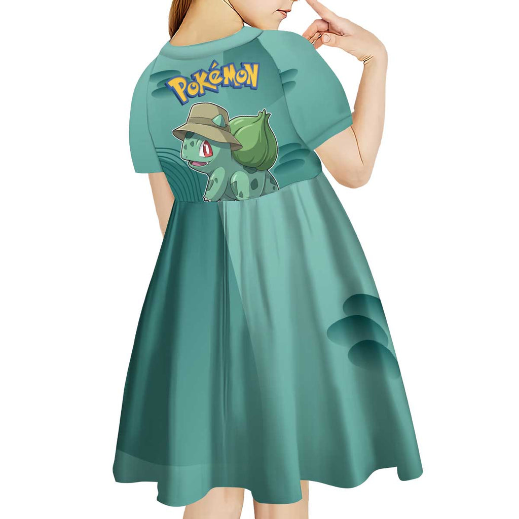 Bulbasaur Poké Kid Short Sleeve Dress Explorer Jungle Chibi Style