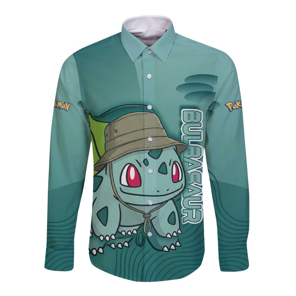 Bulbasaur Poké Long Sleeve Button Shirt Explorer Jungle Chibi Style