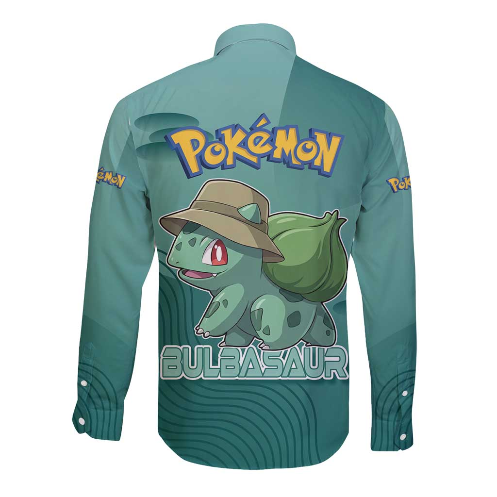 Bulbasaur Poké Long Sleeve Button Shirt Explorer Jungle Chibi Style