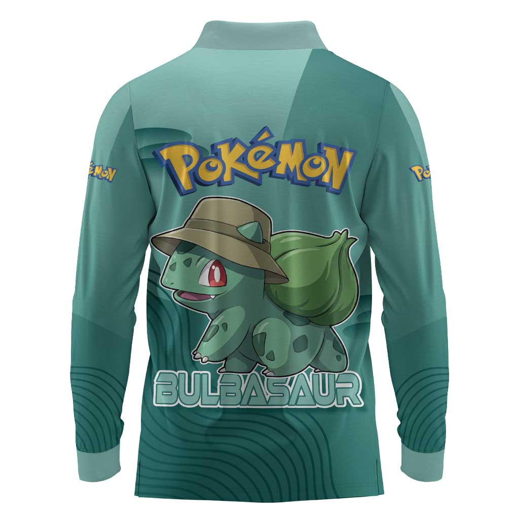 Bulbasaur Poké Long Sleeve Polo Shirt Explorer Jungle Chibi Style
