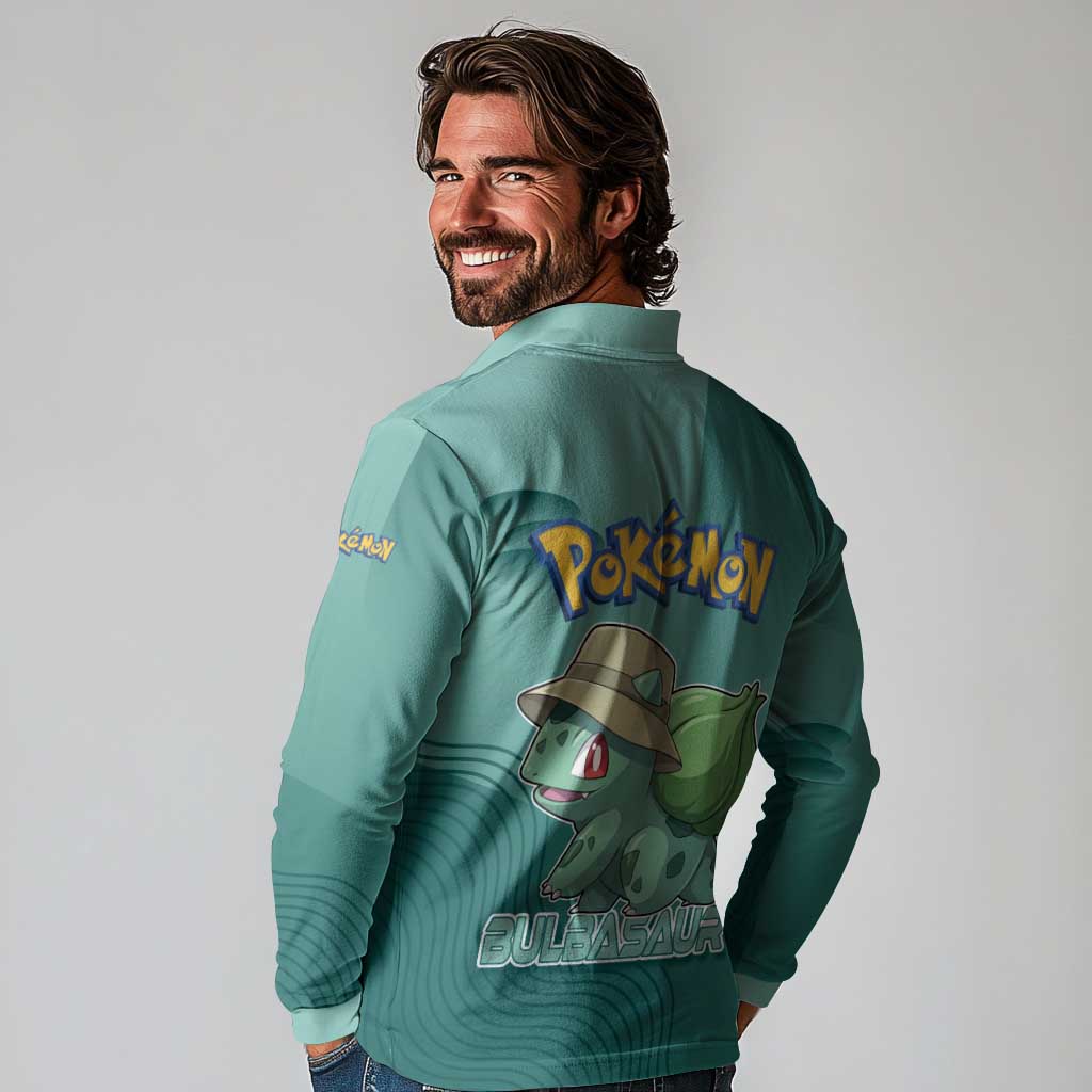 Bulbasaur Poké Long Sleeve Polo Shirt Explorer Jungle Chibi Style