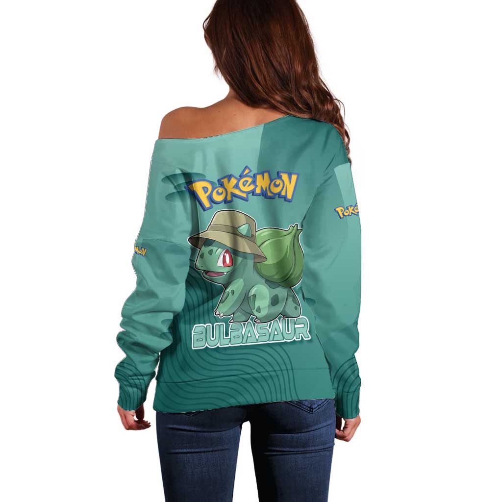 Bulbasaur Poké Off Shoulder Sweater Explorer Jungle Chibi Style
