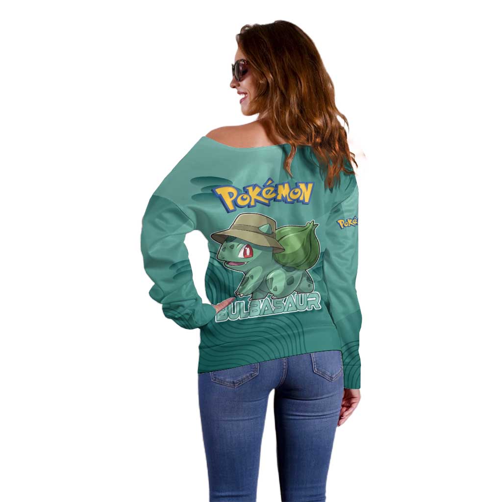 Bulbasaur Poké Off Shoulder Sweater Explorer Jungle Chibi Style