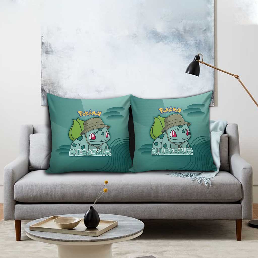 Bulbasaur Poké Pillow Cover Explorer Jungle Chibi Style