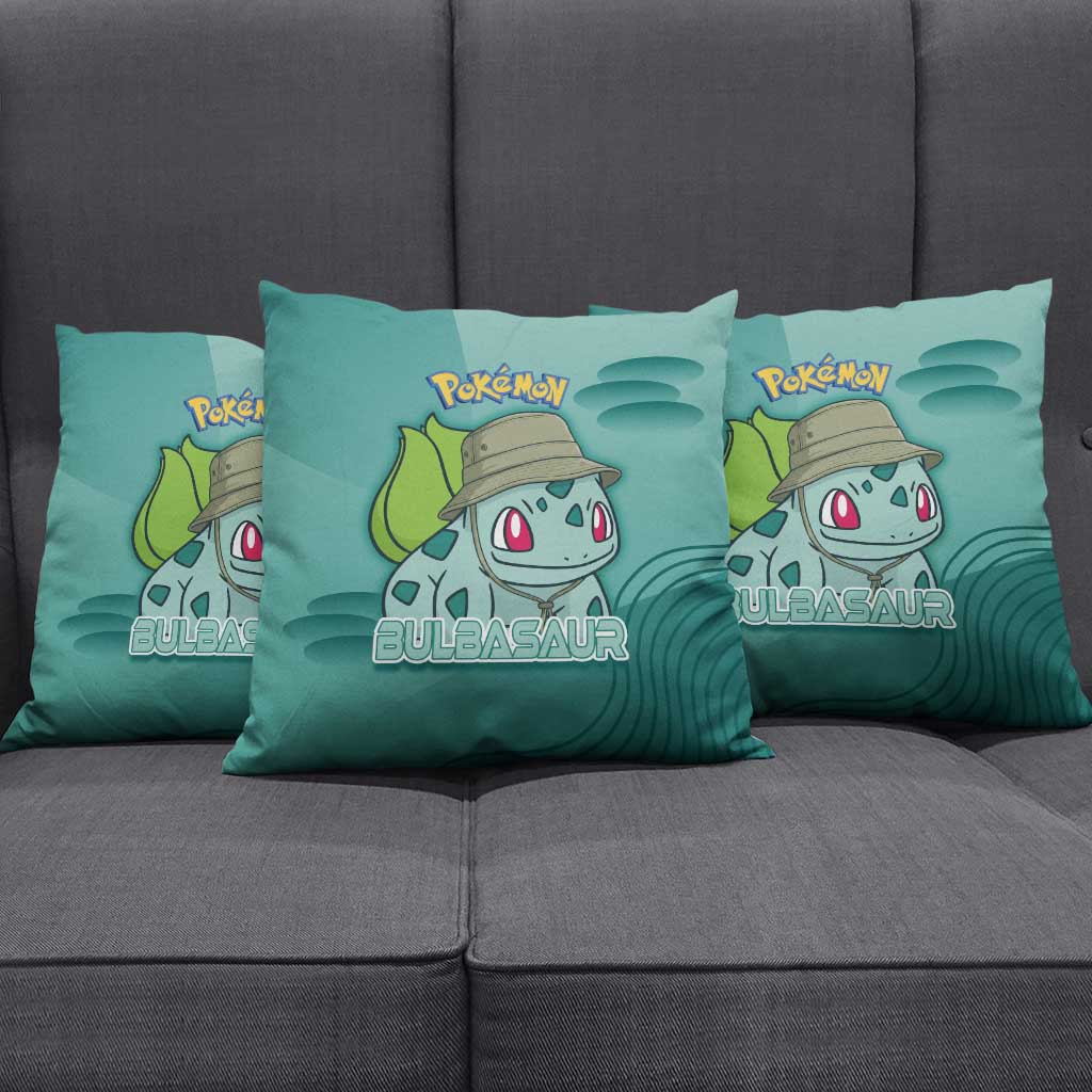 Bulbasaur Poké Pillow Cover Explorer Jungle Chibi Style