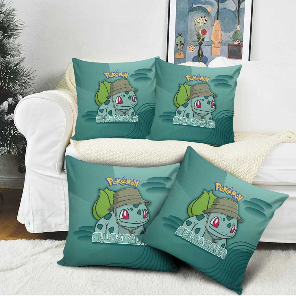 Bulbasaur Poké Pillow Cover Explorer Jungle Chibi Style
