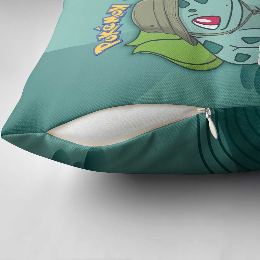 Bulbasaur Poké Pillow Cover Explorer Jungle Chibi Style