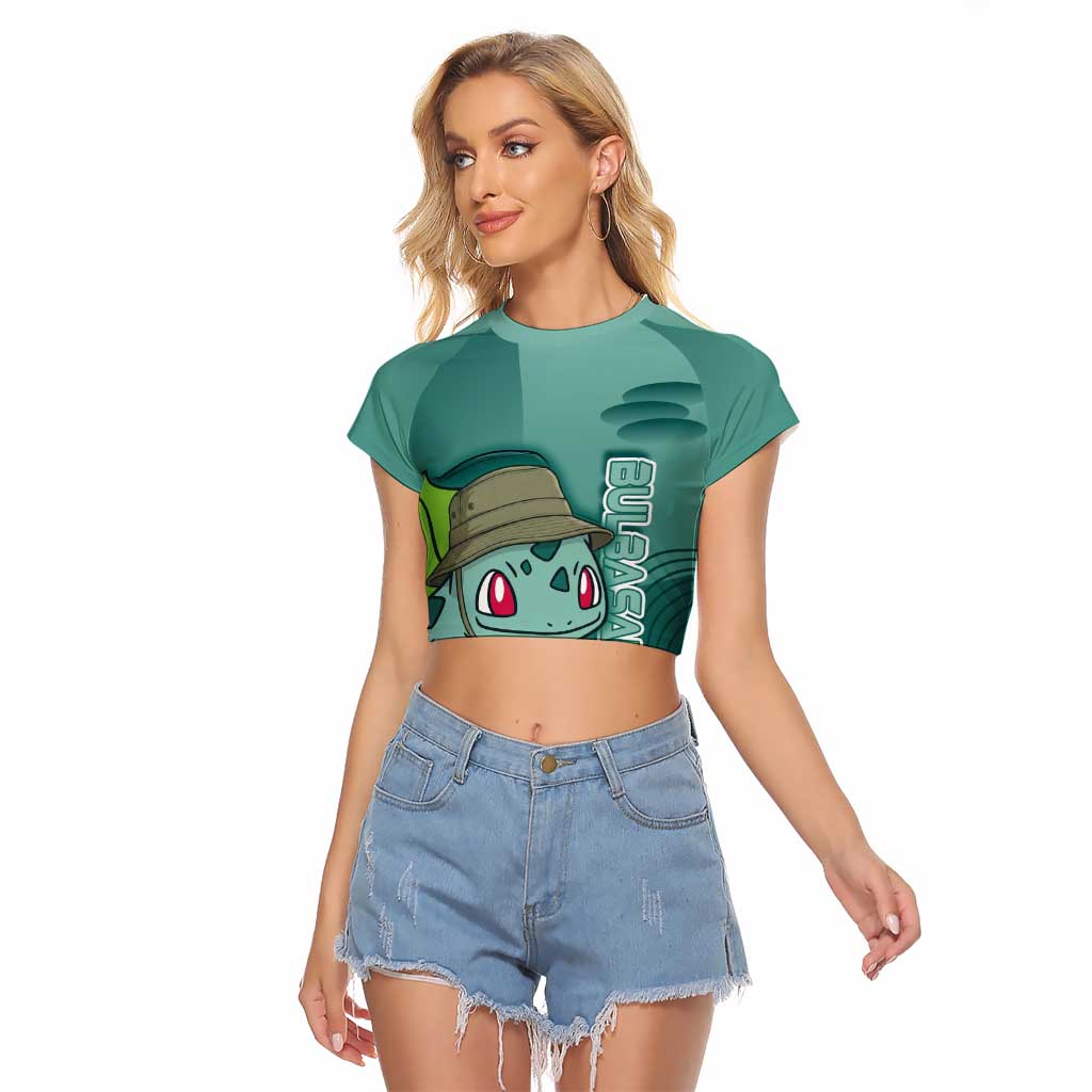 Bulbasaur Poké Raglan Cropped T Shirt Explorer Jungle Chibi Style