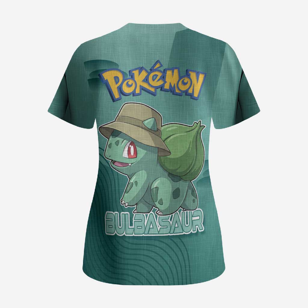 Bulbasaur Poké Scrub Top Explorer Jungle Chibi Style