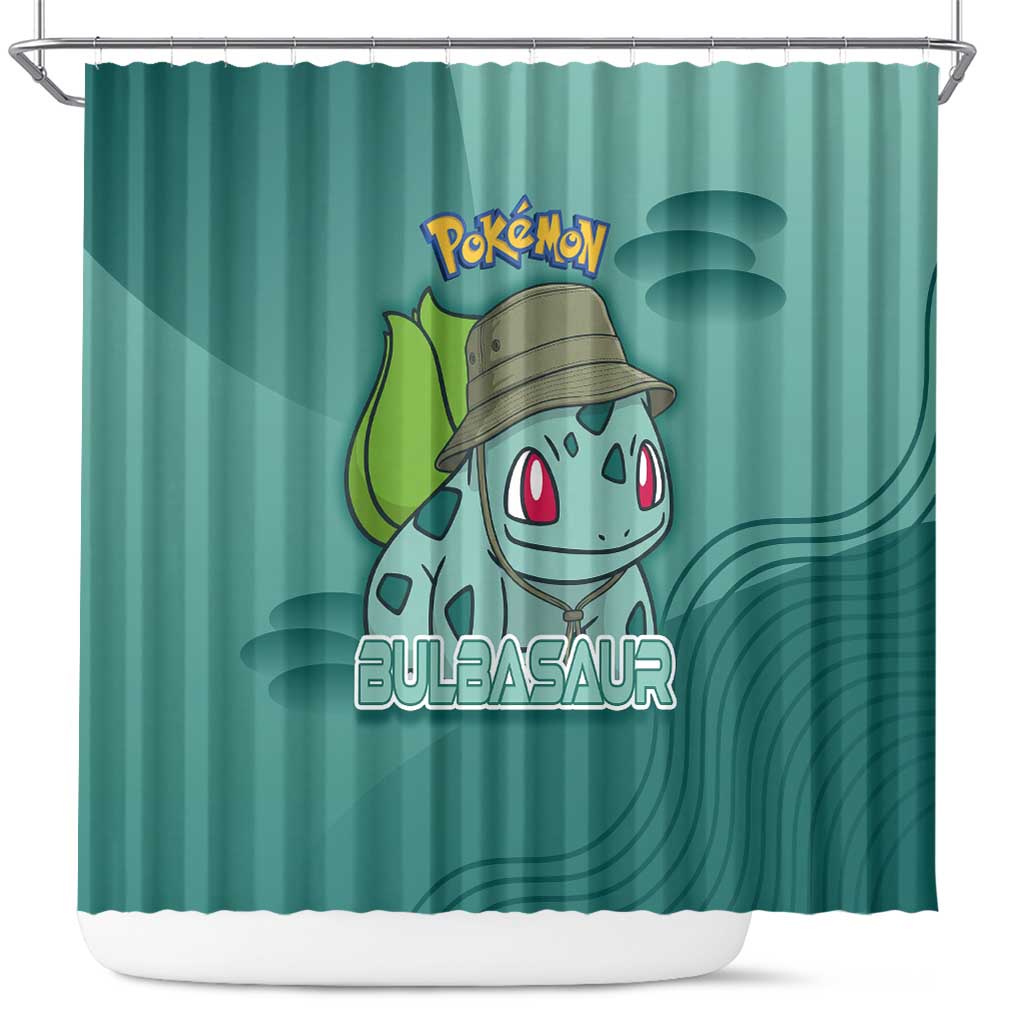 Bulbasaur Poké Shower Curtain Explorer Jungle Chibi Style